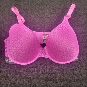 Juicy Couture Sexy Push Up Bra Size 36D Pink Neon Thistle Lace JC6309N NEW